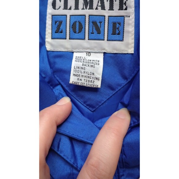 Climate Zone Unisex Blue Lined Comfortable Hooded Rain Jacket Size 10 Retro - Picture 2 of 5